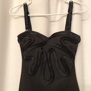 Black midi dress gorgeous detail removable straps